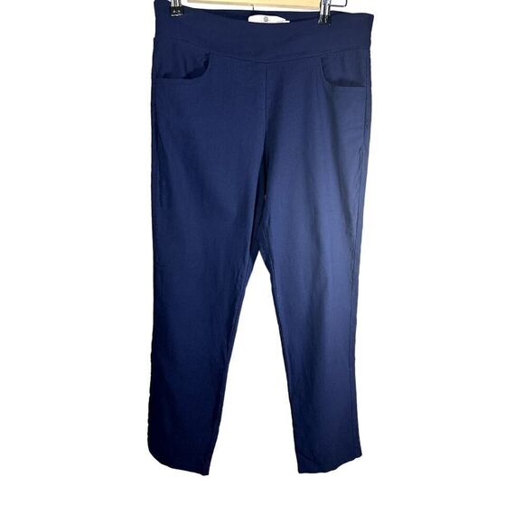 JEAN-PIERRE KLIFA Women's High Waist Straight Leg Cropped Trousers Blue Size 10 - Picture 1 of 10